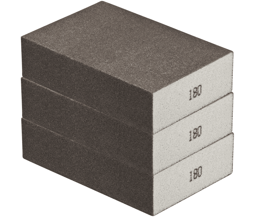 Stack of three rectangular sanding blocks labeled '180' on each side.